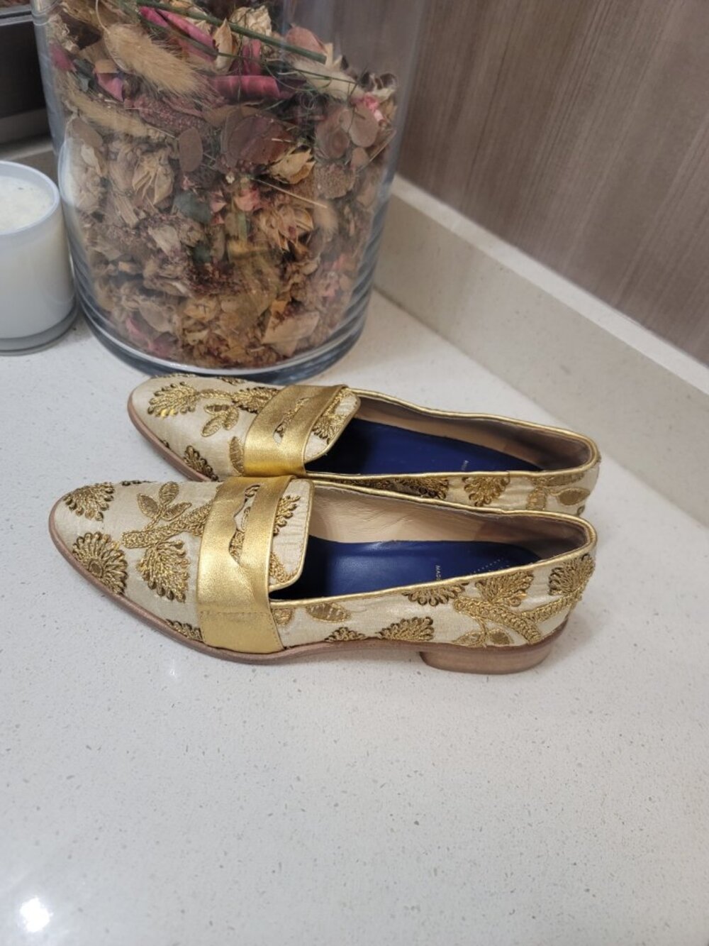 VALENTINA RANGONI Women's Loafer In Royal Floral Design Loafer sz 7 N White/Gold - Picture 3 of 7